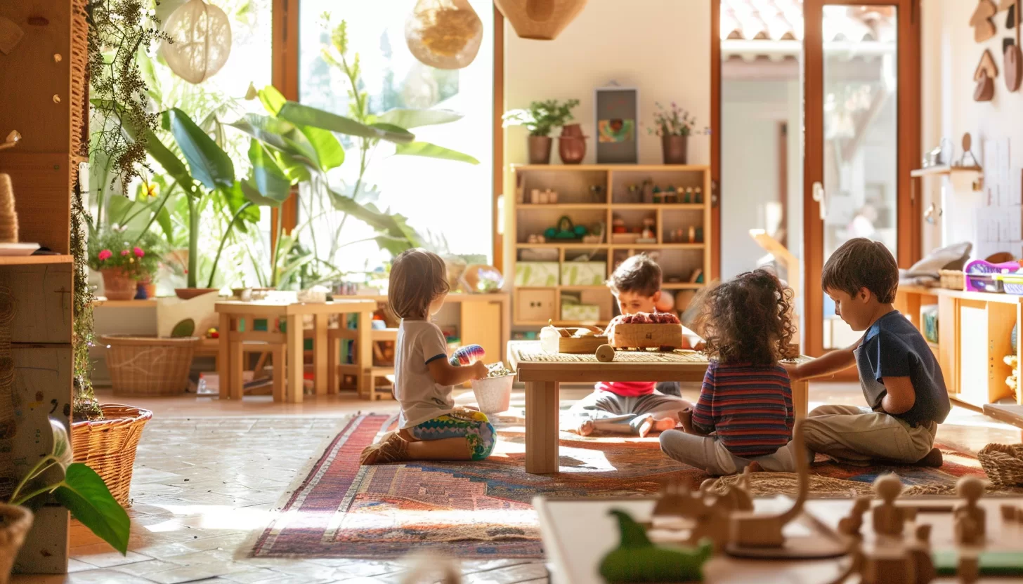 Children playing in a Montessori classrom